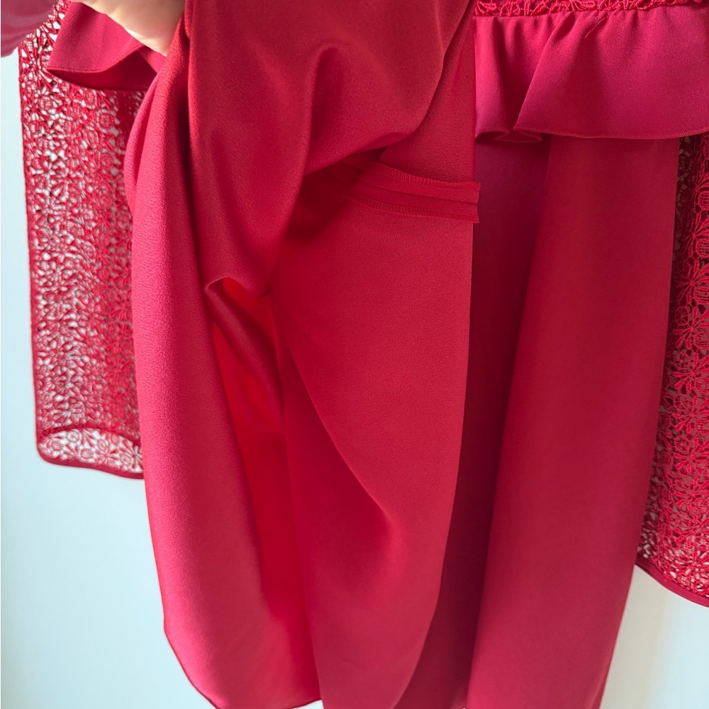 NWT Giambattista Valli Giamba Paris Red Lace Midi Dress Size 6 Ruffle Luxury WOW - Picture 11 of 16